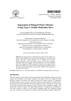 Separation of Ethanol-Water Mixture Using Type-A Zeolite