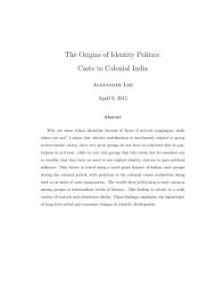 The Origins of Identity Politics: Caste in Colonial India