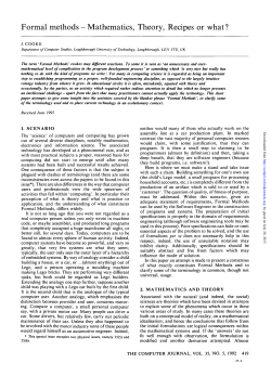 Formal methods - Mathematics, Theory, Recipes