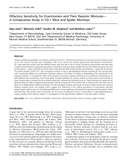 Olfactory Sensitivity for Enantiomers and Their Racemic Mixtures