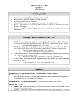 Unit 5: Fiesta en Familia Spanish I Essential Questions Enduring