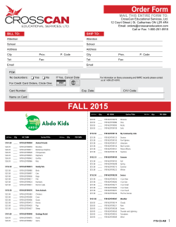 FALL 2015 - CrossCan Educational Services