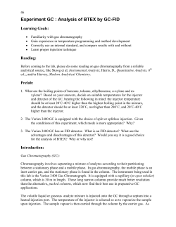Experiment GC : Analysis of BTEX by GC-FID