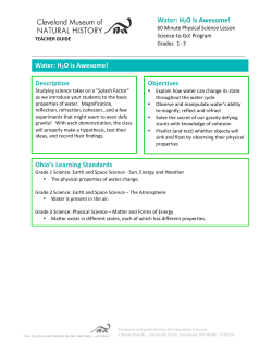 Ohio`s Learning Standards Water: H2O is Awesome! Objectives