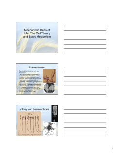 The Cell Theory and the Chemistry of Metabolism