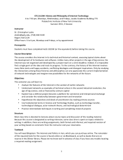 1 STS 2113W: History and Philosophy of Internet Technology 6 to 7