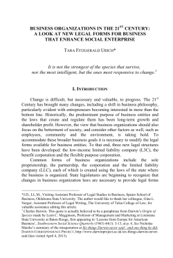 Business Organizations in the Twenty-First Century