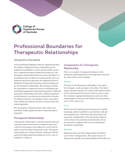 Professional Boundaries for Therapeutic Relationships