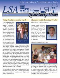 Kathy Frankland joins the board: Message from the Executive Director: