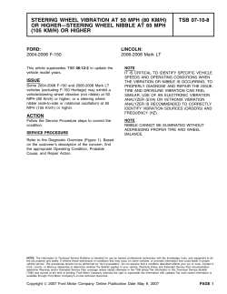steering wheel vibration at 50 mph (80 km/h)