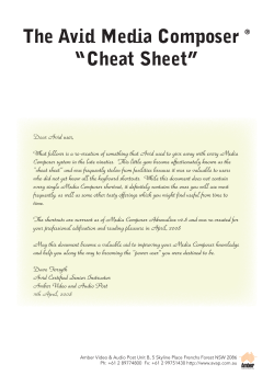 The Avid Media Composer &reg; &ldquo;Cheat Sheet&rdquo;