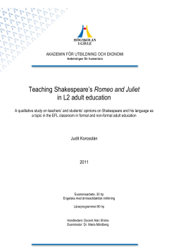 Teaching Shakespeare`s Romeo and Juliet in L2 adult