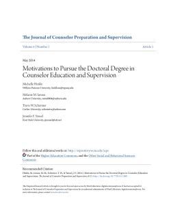 Motivations to Pursue the Doctoral Degree in Counselor Education