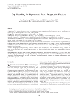 Dry Needling for Myofascial Pain: Prognostic Factors