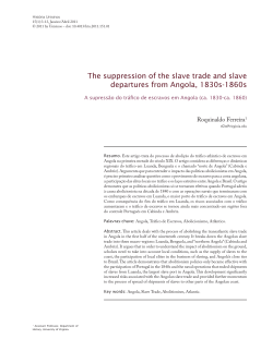 The suppression of the slave trade and slave departures