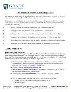 Summer of Biology - GRACE Christian School