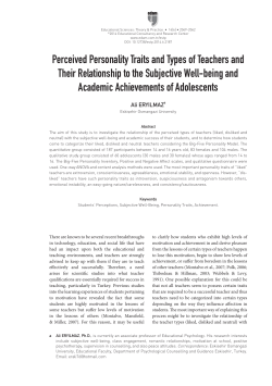 Perceived Personality Traits and Types of Teachers and Their