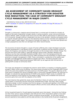 an assessment of community based drought cycle management as a