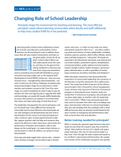 Changing Role of School Leadership