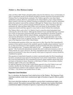 Tinker v. Des Moines (1969) - Binghamton City School District