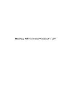Major Quiz #3 Direct/Inverse Variation 20132014