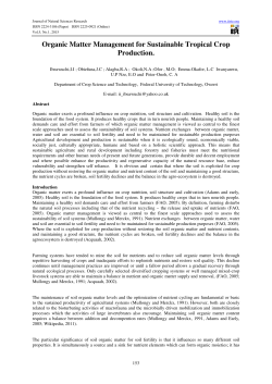 Organic Matter Management for Sustainable Tropical
