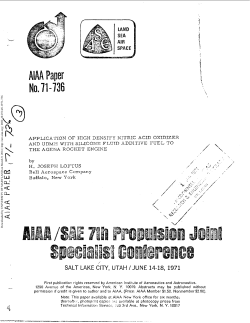 Application of high density nitric acid oxidizer and UDMH with