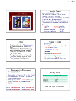 PowerPoint - Naming Binary Acids, Oxyacids, Bases, Hydrates