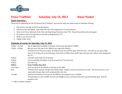 Frisco Triathlon Saturday, July 15, 2017 Racer Packet