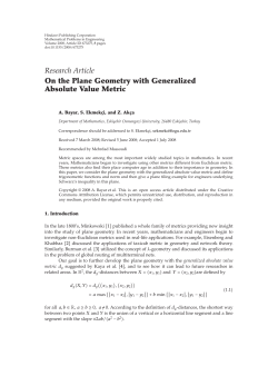 On the Plane Geometry with Generalized Absolute Value Metric