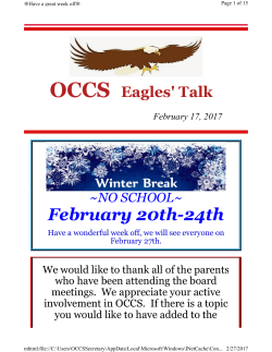 February 20th-24th - Oneonta Community Christian School