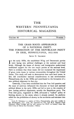 the western pennsylvania historical magazine