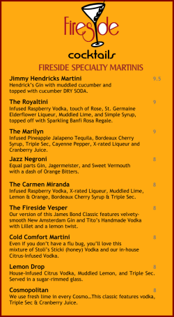 03 12 13 Fireside Drink Menu - Fireside Martini and Wine Bar