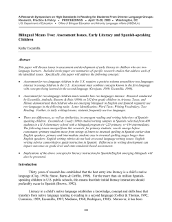 Bilingual Means Two: Assessment Issues, Early Literacy and