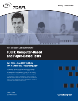 TOEFL&reg; Computer-Based and Paper