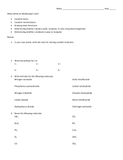 Name Hour______ What will be on Wednesday`s test? • Covalent