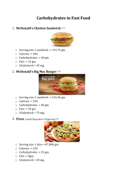 Carbohydrates in Fast Food
