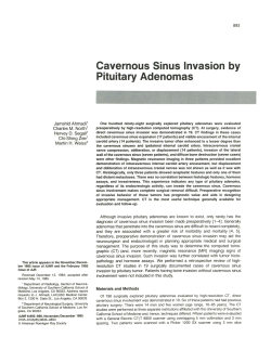 Cavernous Sinus Invasion by Pituitary Adenomas