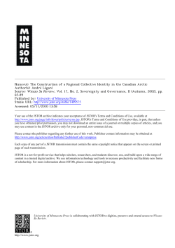 Nunavut: The Construction of a Regional Collective Identity in the