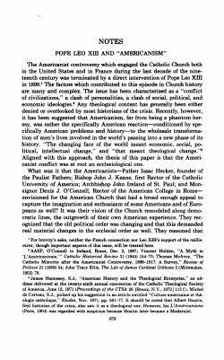 POPE LEO Xm AND "AMERICANISM" The Americanist controversy