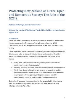 Protecting New Zealand as a Free, Open and Democratic Society