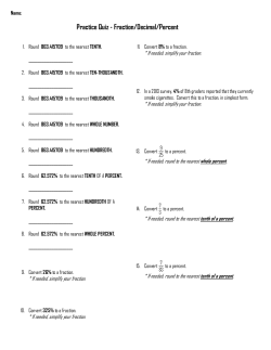 Practice Quiz - Fraction/Decimal/Percent