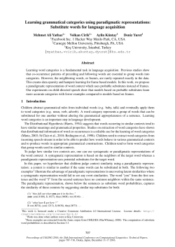 Learning grammatical categories using paradigmatic