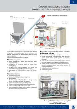 COOKERS FOR CATIONIC STARCHES PREPARATION, TYPE JC