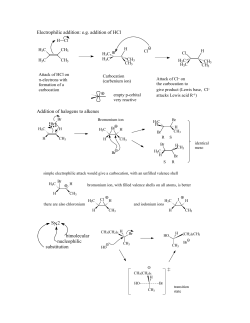 Electrophilic addition: e.g. addition of HCl Addition of halogens to