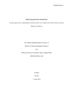 Muthukrishnan 1 What Caused the First World War? A dyadic