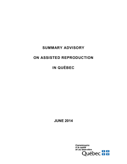 SUMMARY ADVISORY ON ASSISTED REPRODUCTION IN
