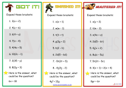 Expand these brackets: 1. 3(x + 2) 2. 4(z + 6) 3. 6(4 + u) 4. 7(x &ndash; 4) 5