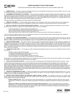 Account Disclosures - Metro Credit Union