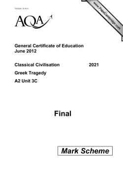 GCE Classical Civilisation Mark Scheme Unit 03C